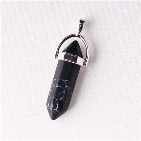 Black Turquoise 50 шт./лот, ассорти, клубника, кварцевый и из натурального камня, подвески, подвески, шестиугольные, заостренные, целебные рейки, 7 маятник с чакрами - Окраска металла: Black Turquoise