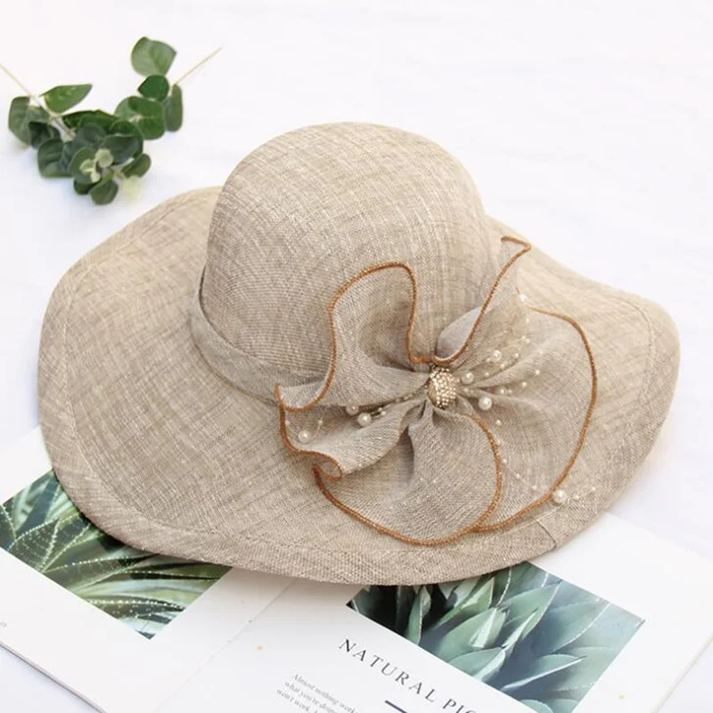 Шляпа от солнца с бантом Женская широкополая Свадебная для церкви морских