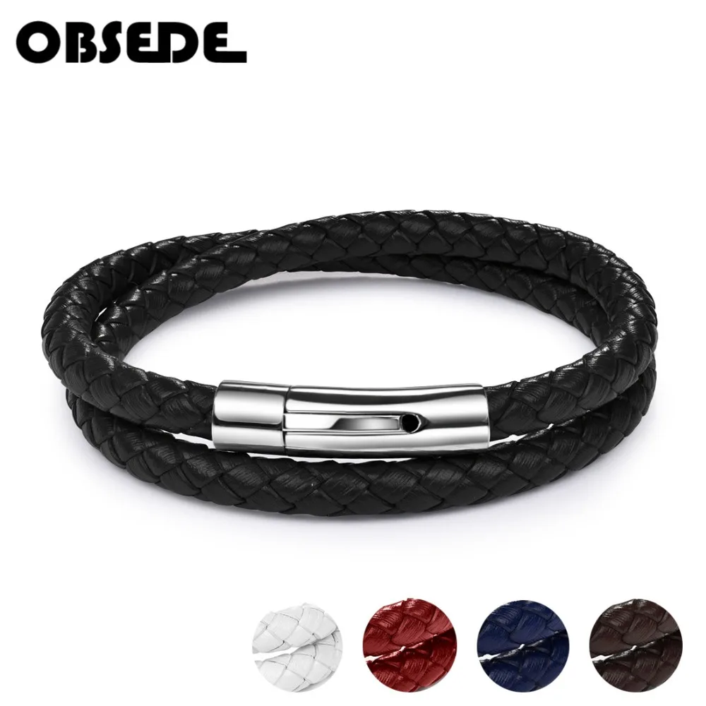 OBSEDE Модные мужские ювелирные изделия браслет из натуральной кожи магнитный со