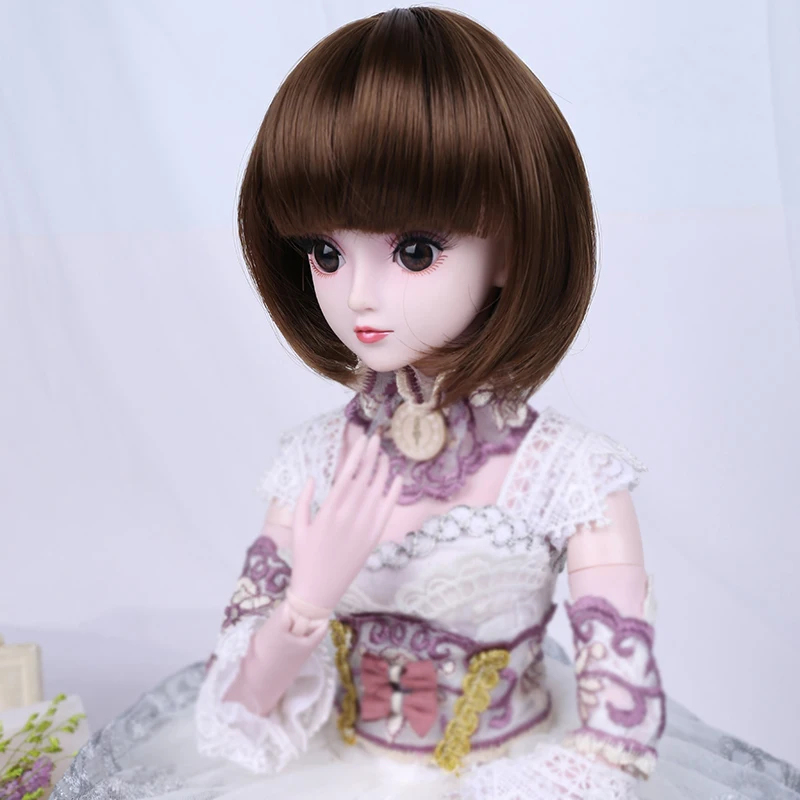 Cateleya BJD SD WIG Neat bangs Bobo head Mushroom Unisex Short straight hair For dolls 1/3 1/4 wig Light Gold | Игрушки и хобби