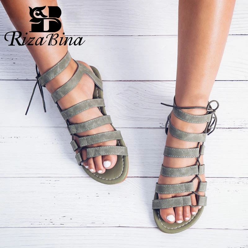 RIZABINA/сандалии-гладиаторы Женские сандалии с ремешком на щиколотке пляжные