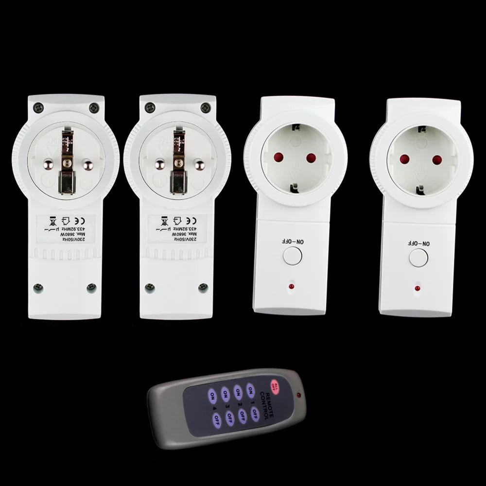 2015 New EU Plug Energy Saving Remote Control Socket Power Outlet Switch Set 4 Wireless Plugs with Electronic |