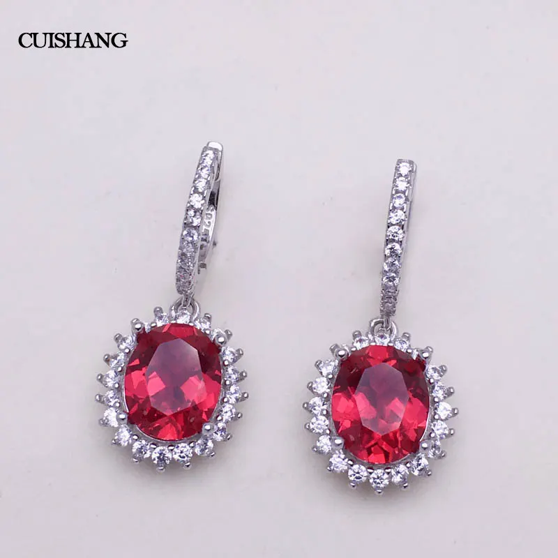 

Женские серьги из серебра 925 пробы с красным Рубином
