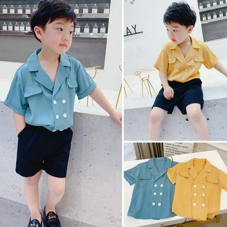 

90-140cm new 2019 summer handsome shirt+pant boys clothing sets 2pcs wedding birthday boys clothing sets costume boys
