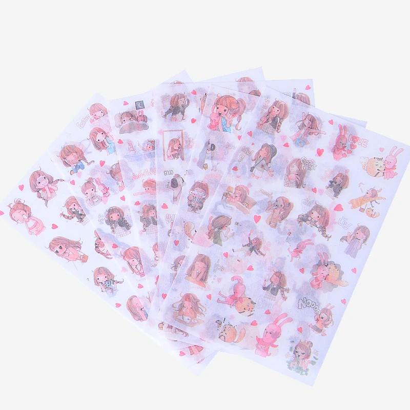 6 шт./лот DIY Kawaii I'm A Girl стикер ПВХ мультфильм наклейки дневник Скрапбукинг для