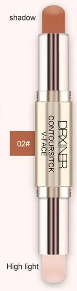 DRXINER макияж Сливочный двухсторонний 2 в 1 контурная палочка V-face макияж изюминка мерцающий Макияж Блеск Хайлайтер с эффектом загара - Цвет: 02