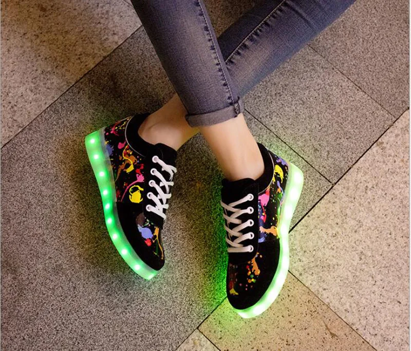 Size35-44 красочные обувь с зарядкой usb светящиеся кроссовки со светодиодами легкие