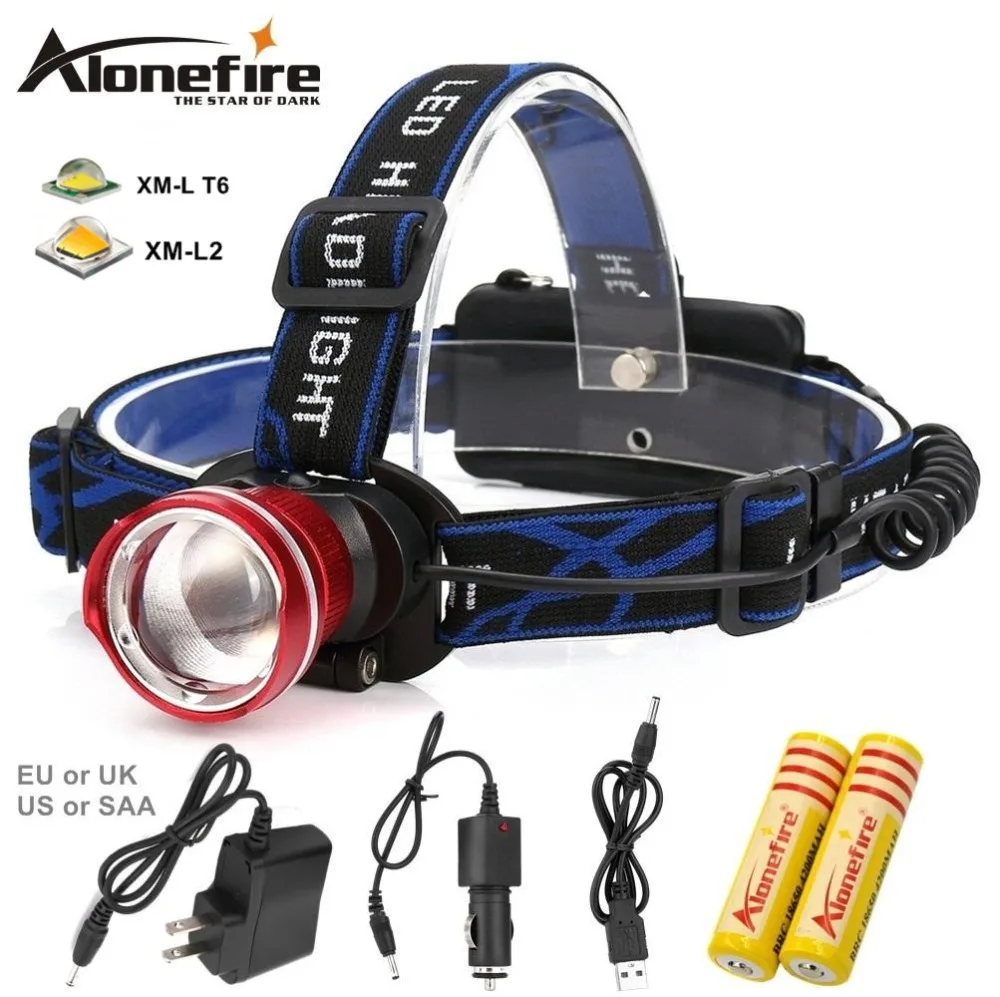 Налобный фонарь AloneFire HP87 Cree XM L T6 L2 светодиодный зум налобный на 5 лм