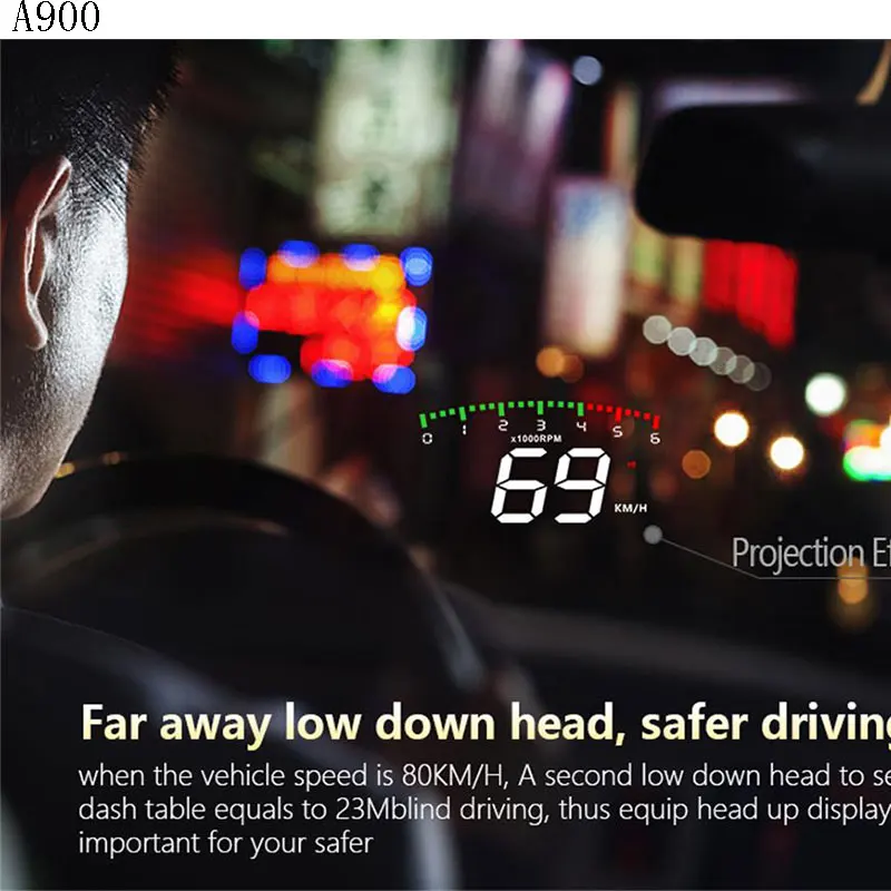 

A900 Car Head Up Display OBD2 Speedometer Windshield Projector Digital Meter Car Driving Data