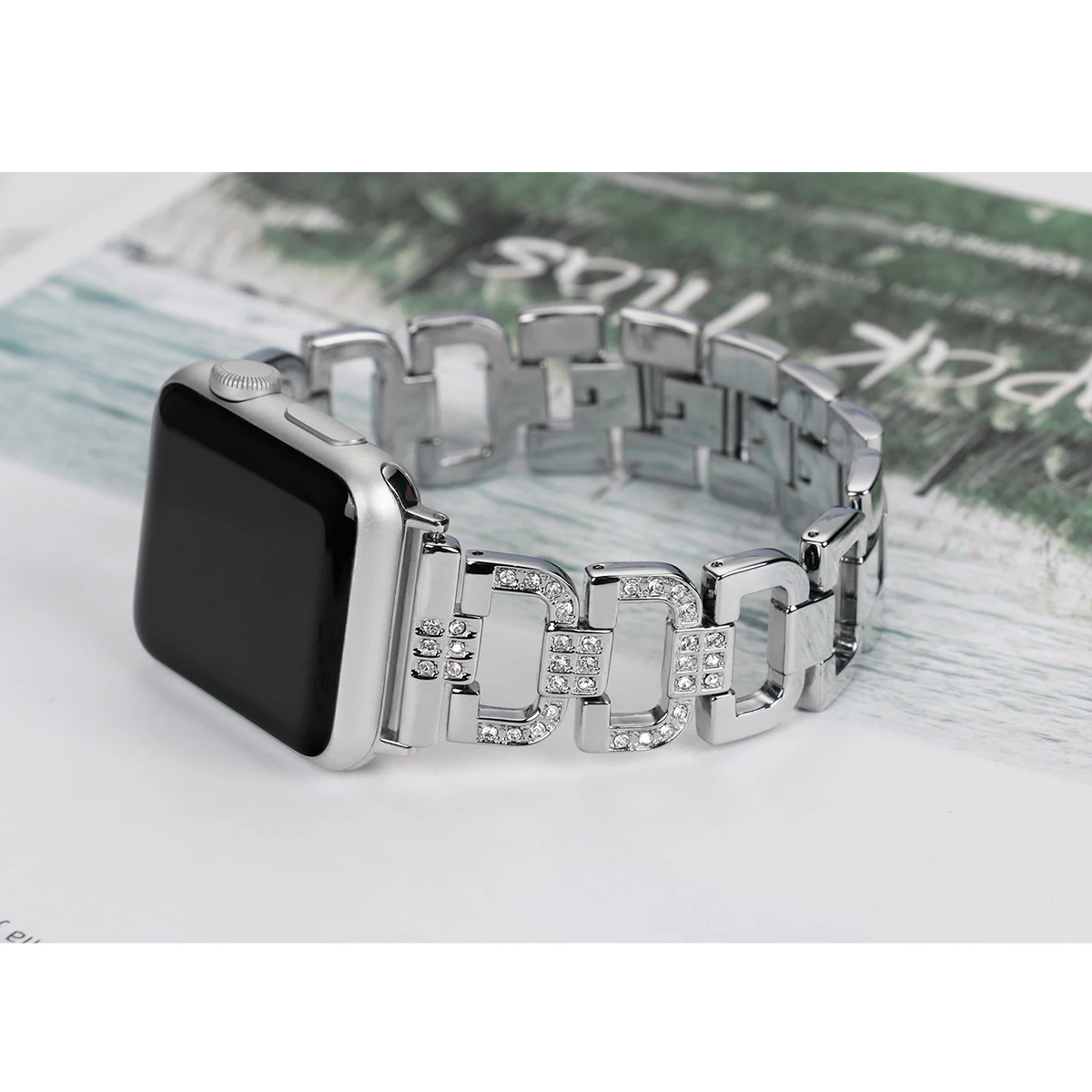 Бриллиантовый ремешок для Apple Watch 38 мм/42 мм/40 мм/44 мм браслет pulseira ремешок для iwatch серии 5 4 3 2 1 Женский ремешок из нержавеющей стали