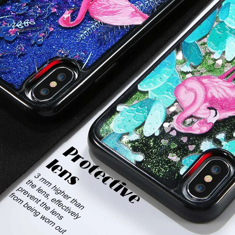 CASEIER Luxury Flamingo Phone Case For iPhone XS 6 6s 7 8 Plus Liquid Glitter Sand Cases X Quicksand Cover |
