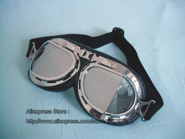 Free Shipping WWII Goggles UV Bevel Silver Lens Vintage Pilot Eye wear Glasses Moto T-08 Sunglasses #14 | Аксессуары для одежды