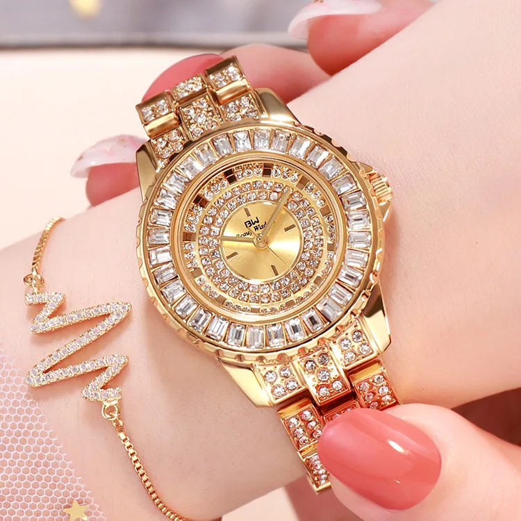 Top Luxury Brand Women Watch Quartz Gold Watches Waterproof Lady Wrist Diamond Bracelet Clock reloj mujer-women | Наручные часы