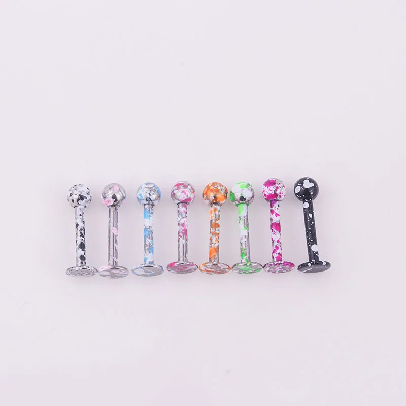 1.2X8X3mm 8 шт./компл. хирургическая сталь губная серьга ювелирные изделия кольцо Для Пирсинга Хряща Козелок Уха Шпильки винт перcing нос кольцо Bijoux - Окраска металла: 1.2X8X3mm