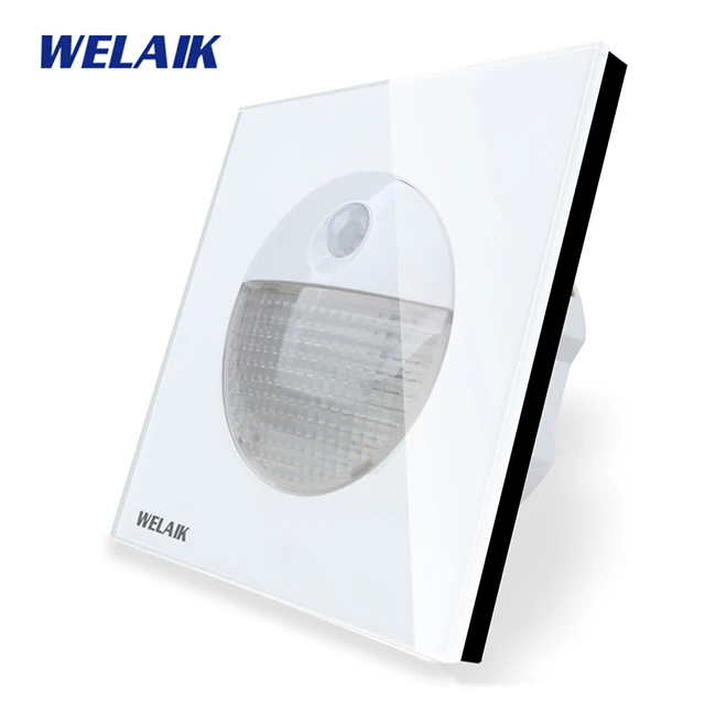 WELAIK стеклянный панельный светильник-зондирование-ножной светильник UK-standard AC110~ 250V B18GYDJDW - Цвет: White
