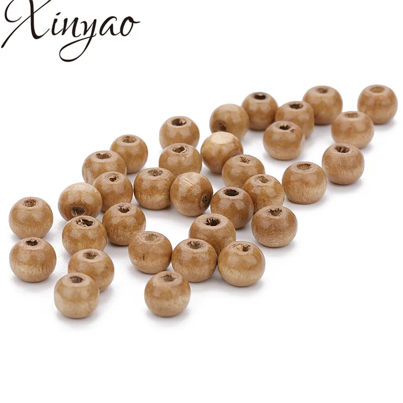 XINYAO 300pc 8.5X7mm Natural Wooden Beads Wood Color Loose Big Hole Spacer for DIY Bracelets Jewelrys Findings | Украшения и
