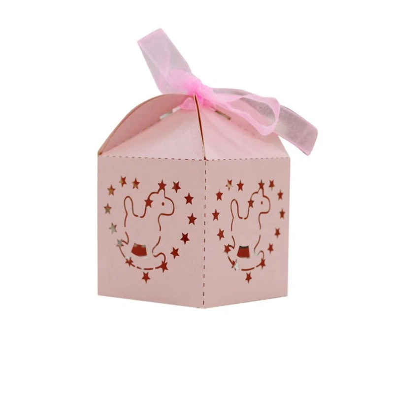 KAZIPA 50pcs Laser Cut Rockie Horse Gift Candy Cake Favor Boxes Decoration Box for Wedding Party Pink | Дом и сад