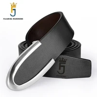 fajarina new fashion design mens quality cowhide belt arrow smooth buckle black belts men genuine leather 33mm wide lufj490