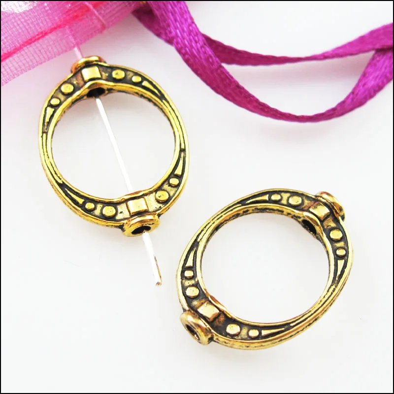 Новый 35 шт. золото под старину Цвет овальной формы в горошек рамку прокладки