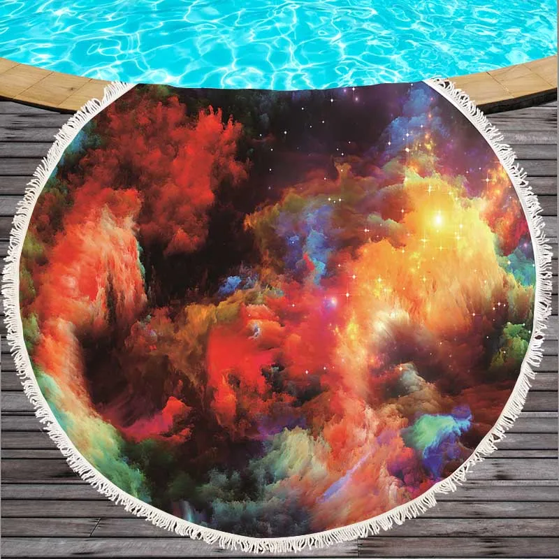 

Starry Sky Printed Large Round Beach Towel for Adults Microfiber Summer Towel Yoga Mat 150cm Blanket Soft Bath Towel Tapestry