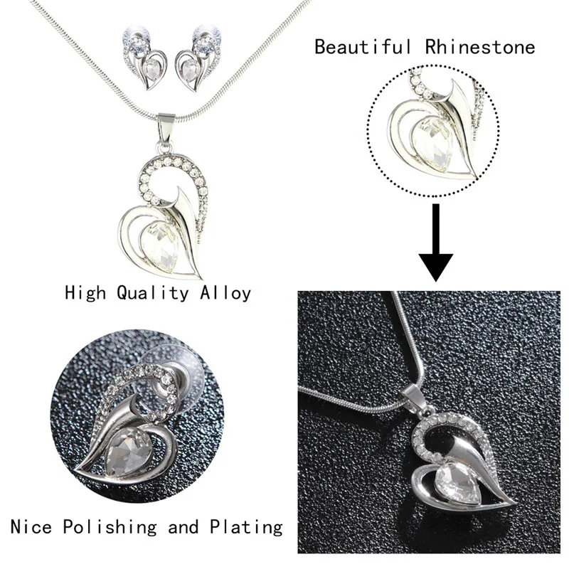 e-shine jewelry sets for women heart shape alloy zircon material elegant lovely style banquet anniversary occasion | Украшения и