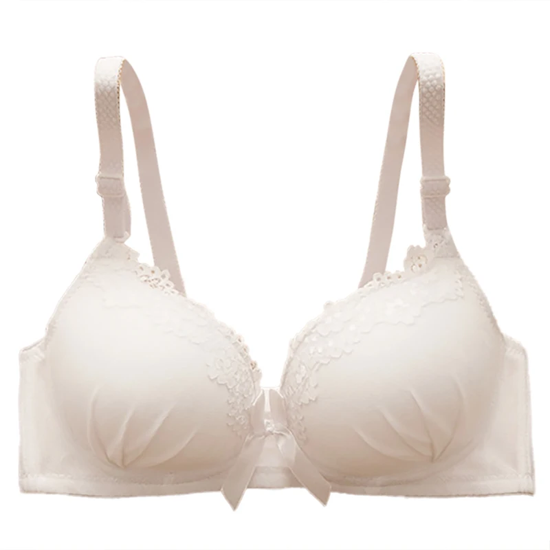 Бюстгальтер женский кружевной без косточек с цветочным рисунком и чашками пуш