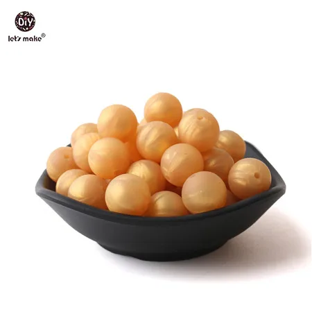Pearl gold Давайте сделаем силиконовые бусины 12 мм 10 шт. грубые 4-6 месяцев ПВХ бесплатно Прорезыватель игрушки оптом DIY аксессуары пустышка цепи детский Прорезыватель - Цвет: Pearl gold