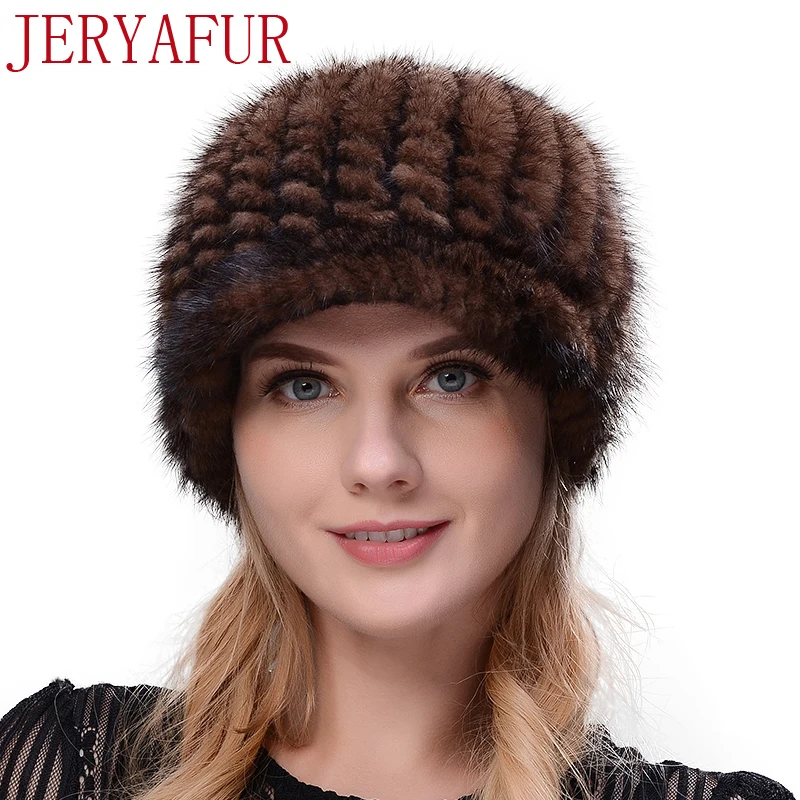 Меховая шапка jeryafur с настоящей мантией Кожаная Шапка Лыжная эластичной шапкой