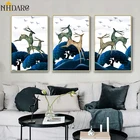 Синий пейзаж настроения Северный Европейский Лось Олень плакат и принты Печать на холсте Живопись Искусство Настенная картина для гостиной домашний декор