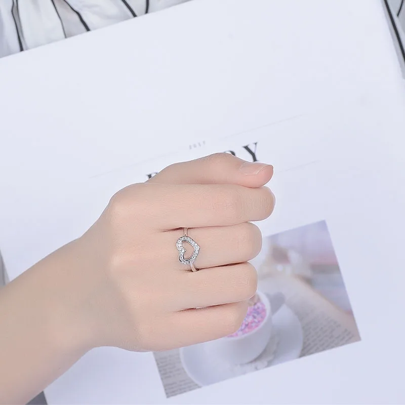 Новый дизайн модное однотонное серебряное кольцо в форме сердца классическое