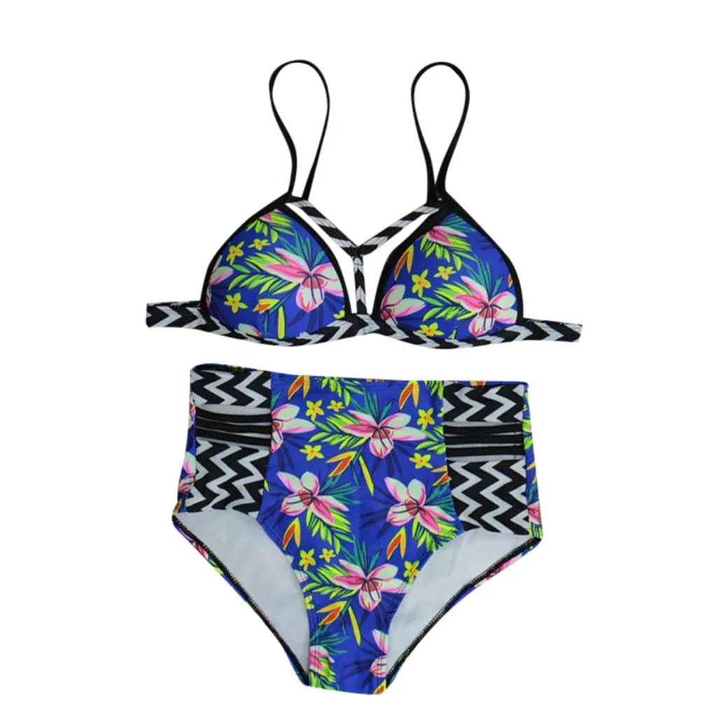 Бикини с принтом высокая талия купальник пуш-ап одежда сексуальный бразильский