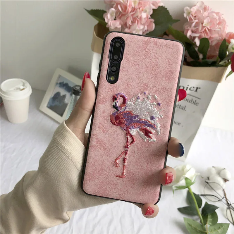 Для huawei P30 P30Pro чехол 3D вышивка Фламинго Лось Жесткий ПК Мягкий ТПУ силиконовый чехол для huawei P20 P20Pro P20Lite задняя крышка fundas - Цвет: 1