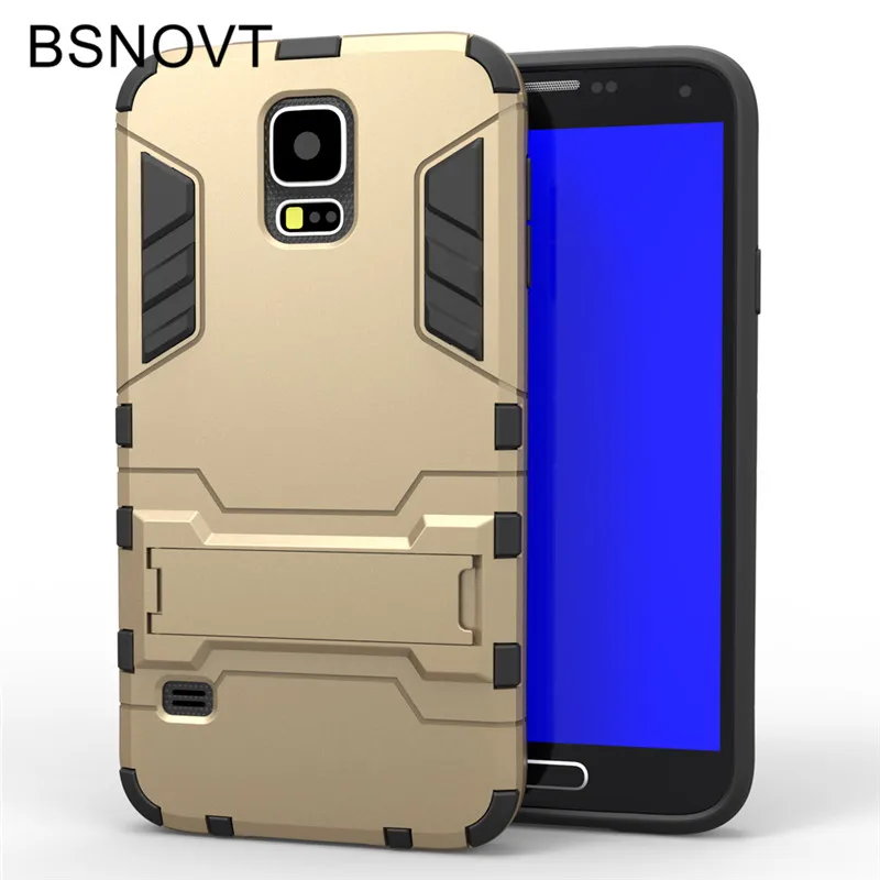 For Samsung Galaxy S5 Case Silicone + Plastic Kickstand Anti-knock Bumper Cover i9600 |