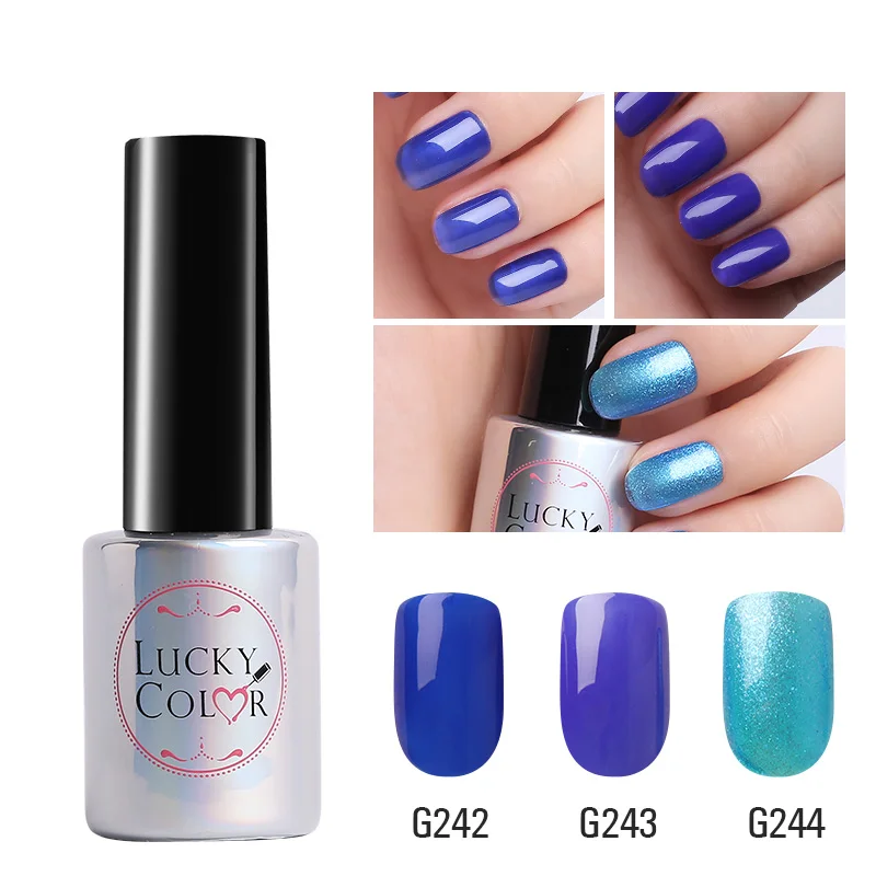 УФ-Гель-лак Lucky color Blue Sky Diamond для дизайна ногтей, впитывающий Гель-лак, светодиодный лак, долговечный, 10 мл, бутылка, 9 цветов