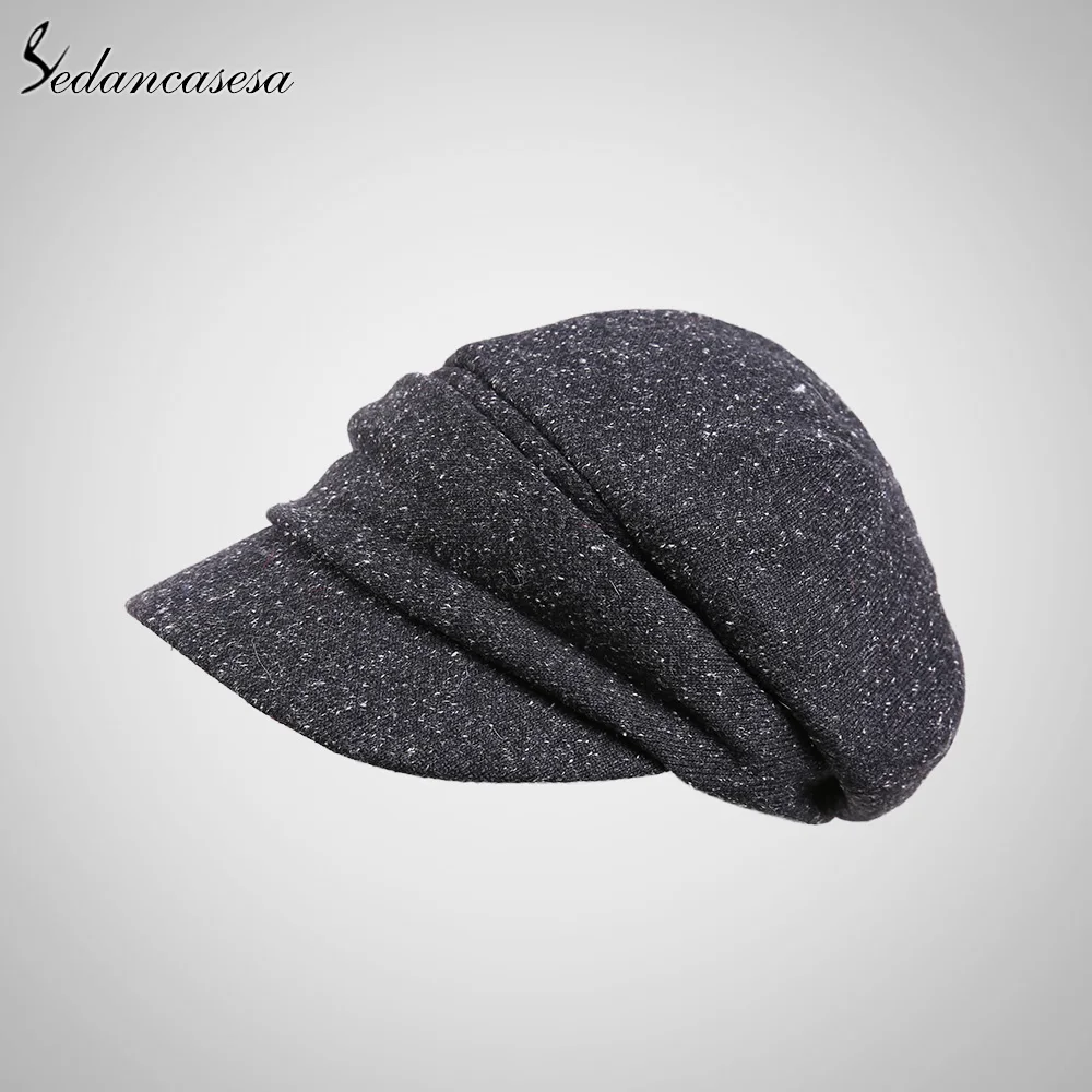 Black 57cm Sedancasesa, новинка, женские шапки, сохраняющие тепло, зима, осень, шапки, складные, берет, шапка, корейский стиль, модная, Дамская, для путешествий, Рождество, WG160069 - Цвет: Black 57cm