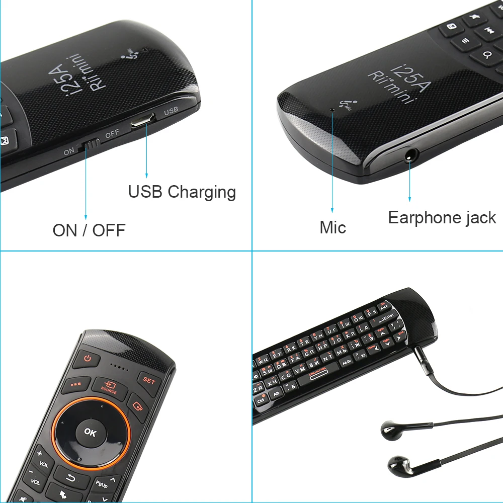 Rii I25A I25 2 4G Беспроводной русского языка мини клавиатура Air Mouse ИК удлинитель для