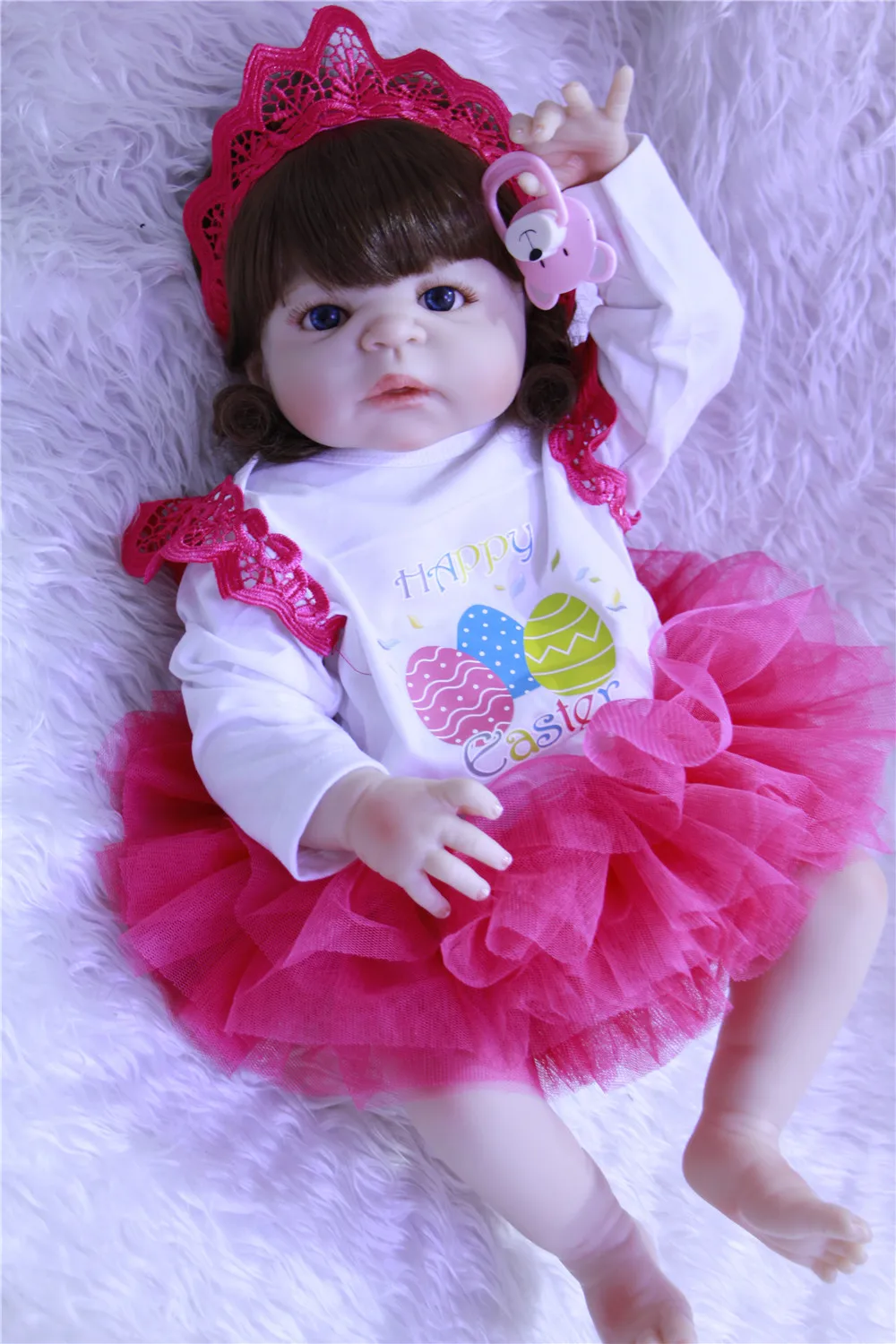 23 дюймов 57 см полная силикона Reborn Baby новорожденного куклы силиконовые reborn малыша