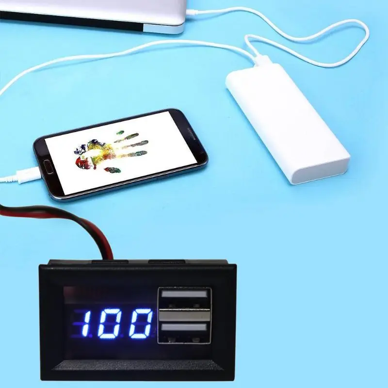 

12V Battery Capacity Indicator Voltage Gauge Power Meter with QC 2.0 3.0 Quick Charge USB Output