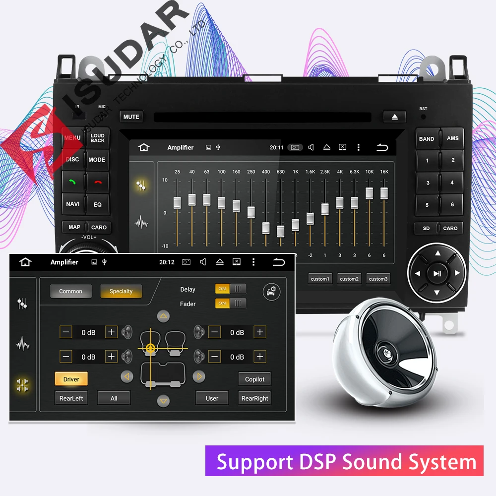 Isudar автомобильный мультимедийный плеер gps Android 9 2 Din DVD Automotivo для Mercedes/Benz/Sprinter/B200/B