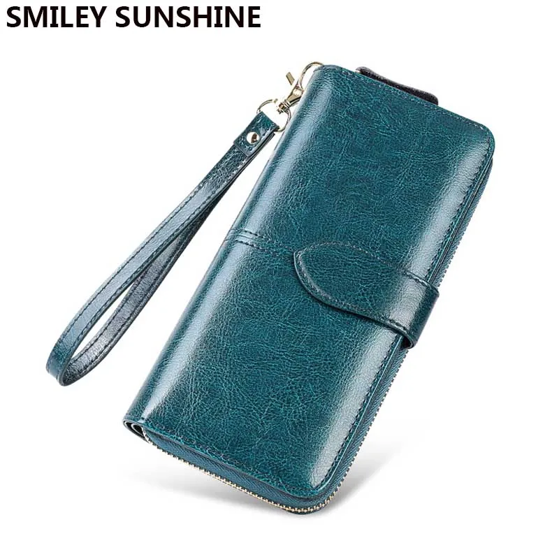 Женский клатч SMILEY SUNSHINE Длинный кошелек из натуральной кожи на молнии 2019|Женские