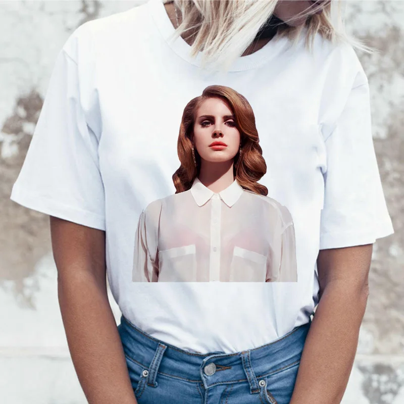 Футболка lana del rey, Корейская женская футболка с забавным мультяшным принтом, Harajuku, одежда Ullzang, топ, футболка, одежда, футболка