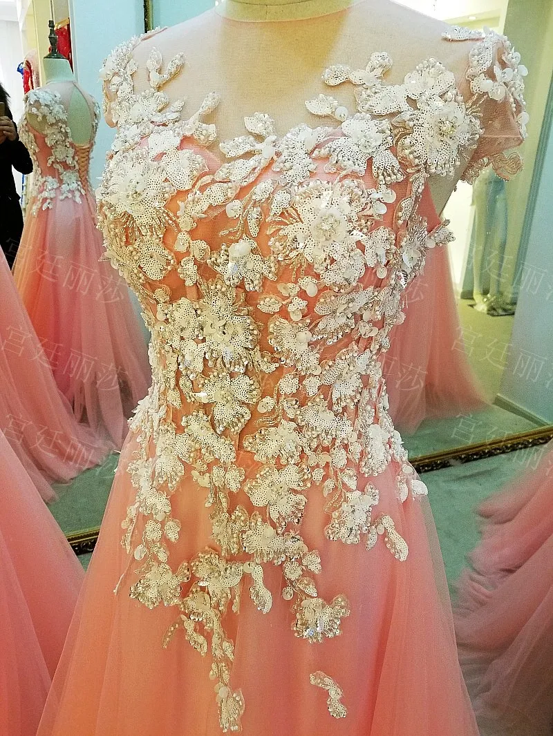 LS01880 Новый вечерние платья длинные партия платье cap рукава корсет назад блестки