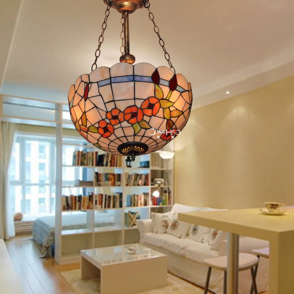 European pastoral fashion chandelier lamp living room Tiffany restaurant idyllic American country hanging l |