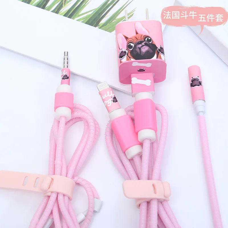 Намотка для кабеля iphone 7/8 Plus мультяшная защита USB наклейки зарядного устройства