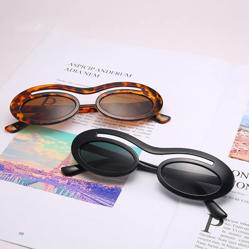 

Retro Leopard Oval Sunglasses Women 2018 Brand Design Sun Glasses Female Hip Hop Eyeglasses Vintage Red PC Frame Sunglass