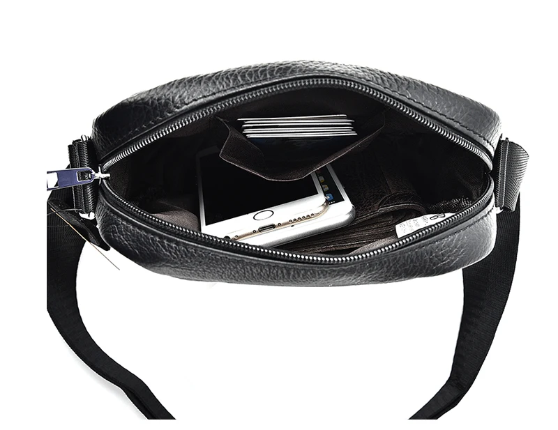 

Genuine Cow Leather Crossbody Bags Men Business Messenger Bag Zipper Design Solid Mens Cross Body Black Shoulder Bag for Man