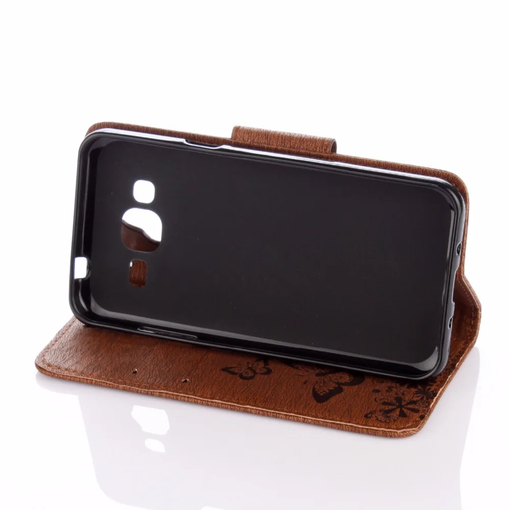 Ретро Печать Бабочка Бумажник Флип кожаный чехол держатель карты ремешок Стенд