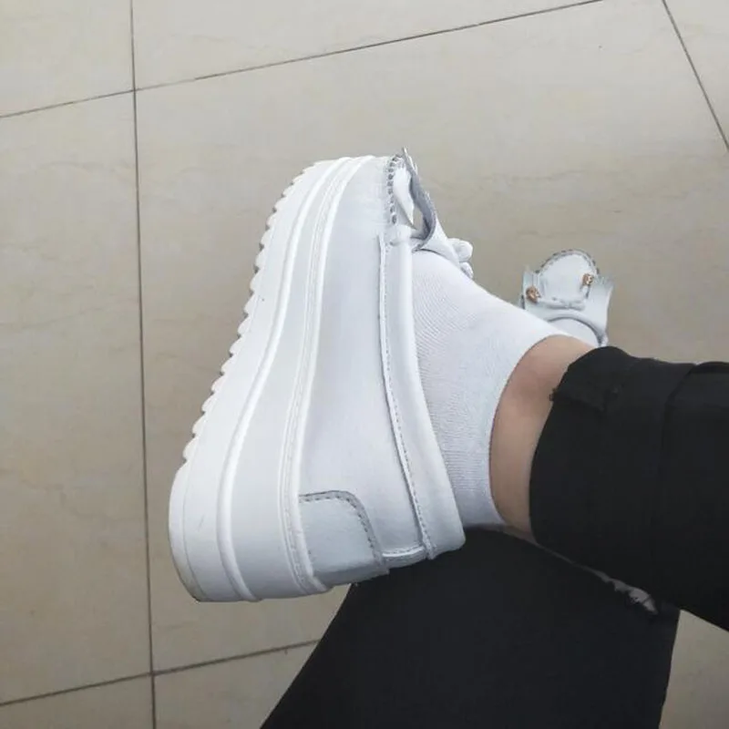 31~43 Big Size 2019 Spring/Autumn white and blue Pumps High Heels wedges shoes for women genuine leather ladies Ta-7701 | Обувь