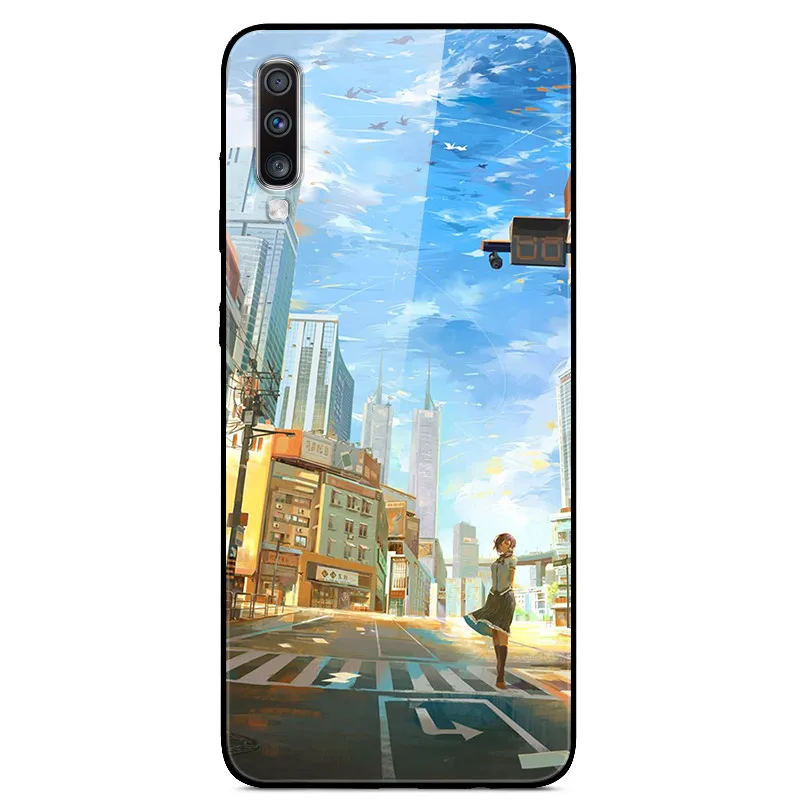 Для samsung Galaxy A70 чехол из закаленного стекла жесткий чехол s чехол для samsung Galaxy A70 чехол A705F Чехлы A 70 чехол для телефона - Цвет: 48