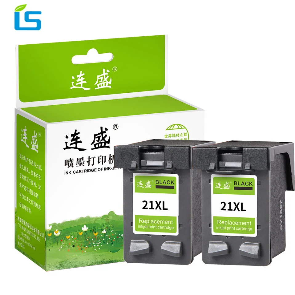 2 шт. 21XL Заправленный Черный чернильный картридж Замена для HP 21 XL Deskjet 3915 3920 D1320 D1455